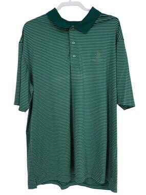 Oxford Golf Men’s Performance Polo XXL Green Striped Ritz Carlton Club Stretch